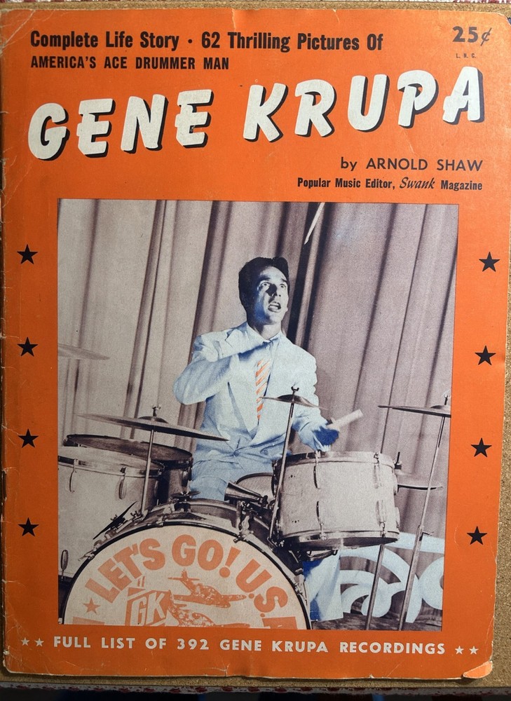 1945 Magazine „GENE KRUPA COMPLETE LIFE STORY” Arnold Shaw Jazz Drummer Photos