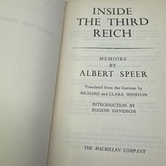 Inside the Third Reich Memoirs Albert Speer Hardcover BCE MacMillan Company