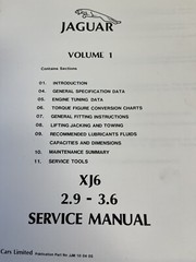 Jaguar XJ6 2.9-3.6 Factory Service Manual Set, Volumes 1-4, 1986