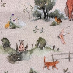 Acufactum Cotton Fabric 59×23 inches Farm Friends Print 100% Cotton