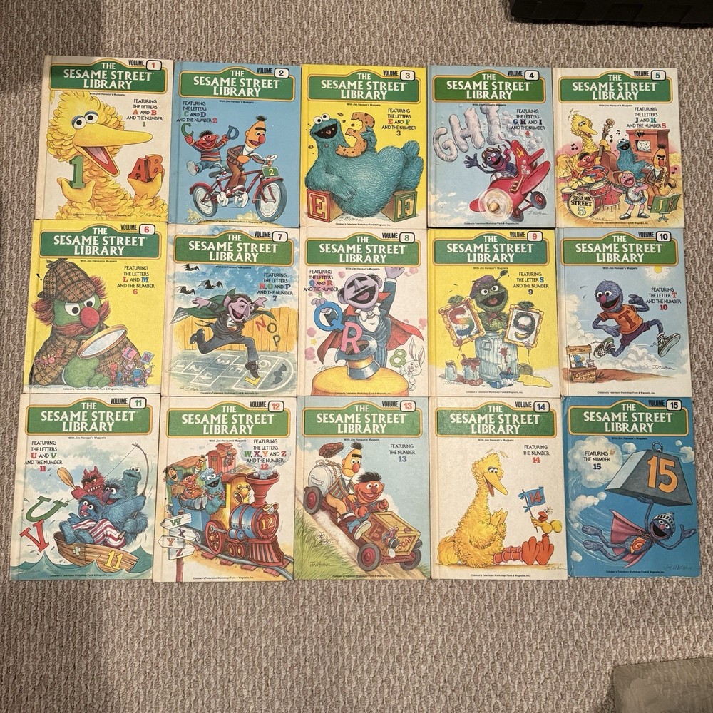 Vintage Sesame Street Library Books Set Vol 1–15 CTW Funk Wagnalls 1970s