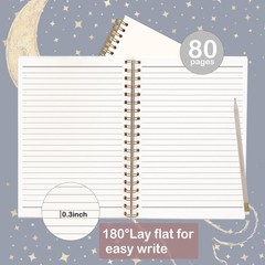 Cat and Moon Notebook 8.3×5.5 Inches – Starry Night Aesthetic Journal with Sp…