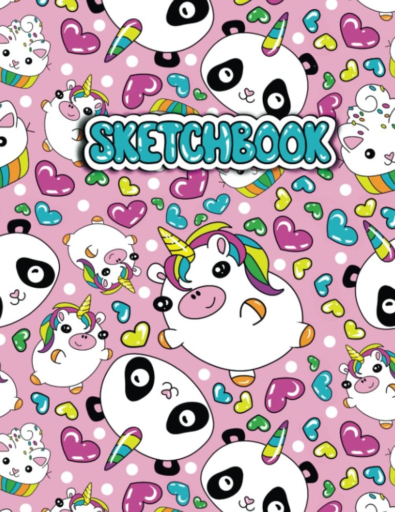 Sketchbook: Cute Unicorn Kawaii Sketchbook for Girls with 100+ Pages of 8.5″…
