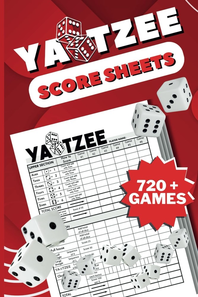 Yahtzee Score Pads 6×9 Inches Large Print Scorekeeping Sheets Game Night 720 …