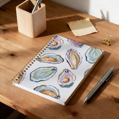 Oyster Shell Notebook 5.5 x 8.3 Inches, Coastal Aesthetic Journal, Seashell P…