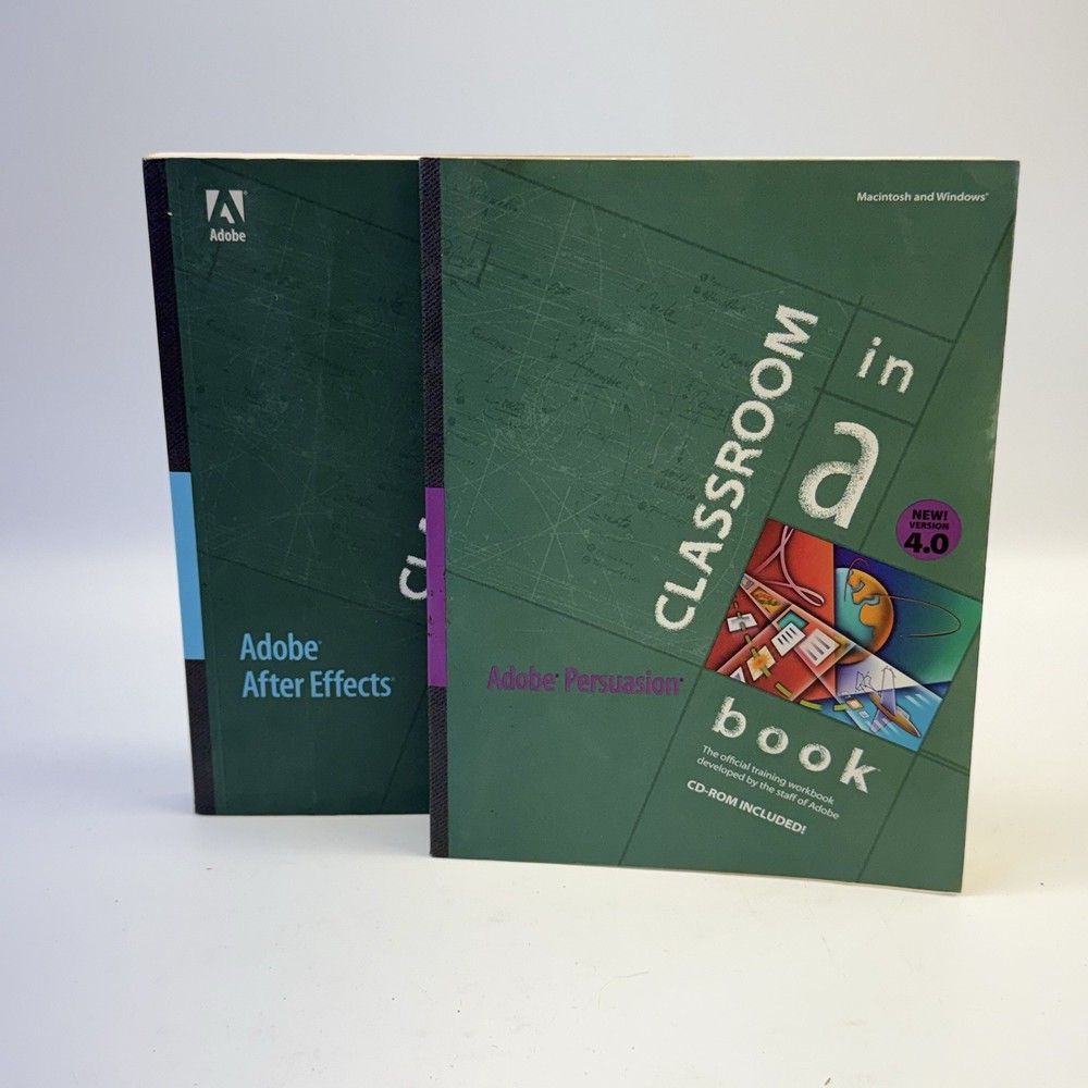 Vintage Adobe Classroom in a Book 1997 Lot After Effects 3.1 & Persuasion 4.0