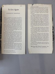 To Live Again by Catherine Marshall 1957. Signed By The Author.