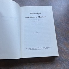 The Gospel According to Matthew Vol II Oliver B Greene 1st Edition (Hardcover)