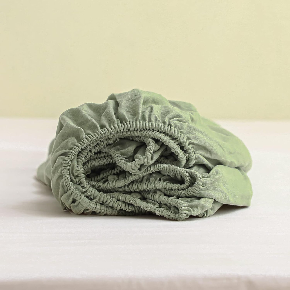 100% Linen Fitted Sheet King, 14 Inch Deep Pocket Mattress