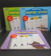 Set of 3 Lakeshore Printing Numbers ,Upper &Lower Case Letters Practice Books