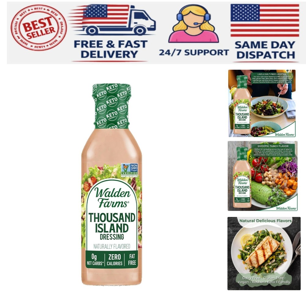 Zero-Calorie, Gluten-Free Thousand Island Dressing – 12 oz for Healthy Eating