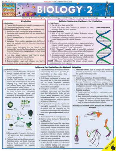 Biology 2 (Quickstudy: Academic) – Pamphlet By BarCharts, Inc. – VERY GOOD