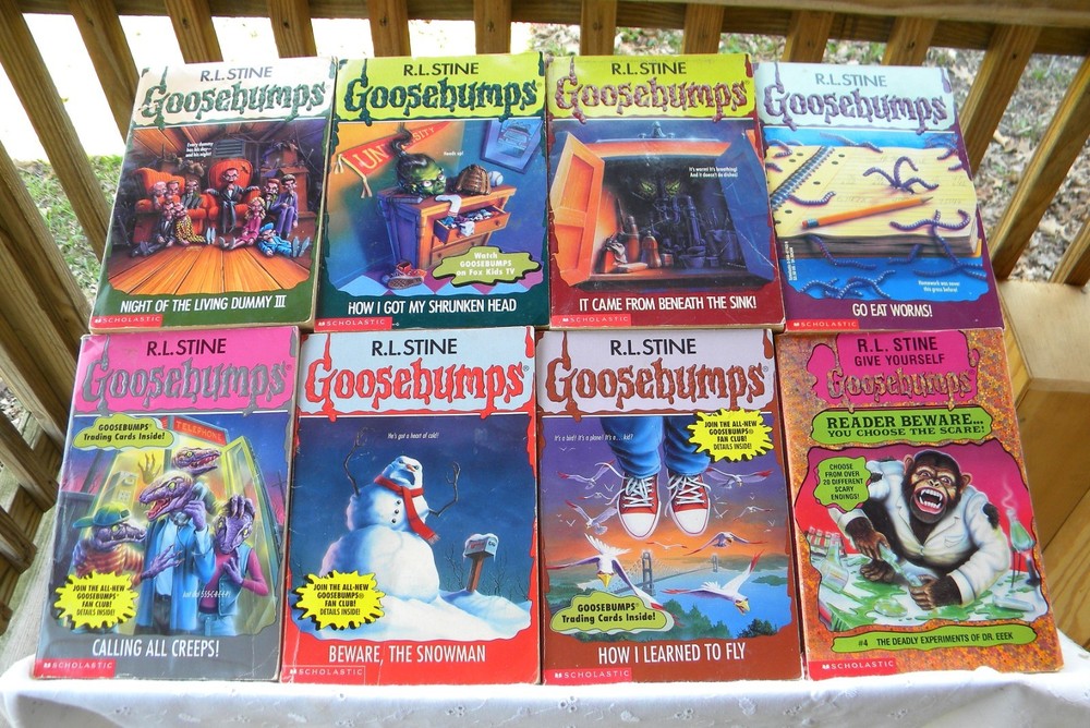 Goosebumps R.L. Stine Lot of 8 PB books Calling All Creeps! Go Eat Worms!
