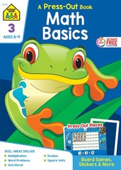 School Zone Math Basics Press-Out Workbook: 64 Pages, 3rd Grade, Manipulativ…