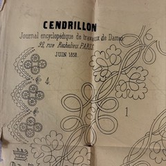 Rare Antique French Embroidery Pattern Sheet Cendrillon June 1858 Maison Sajou