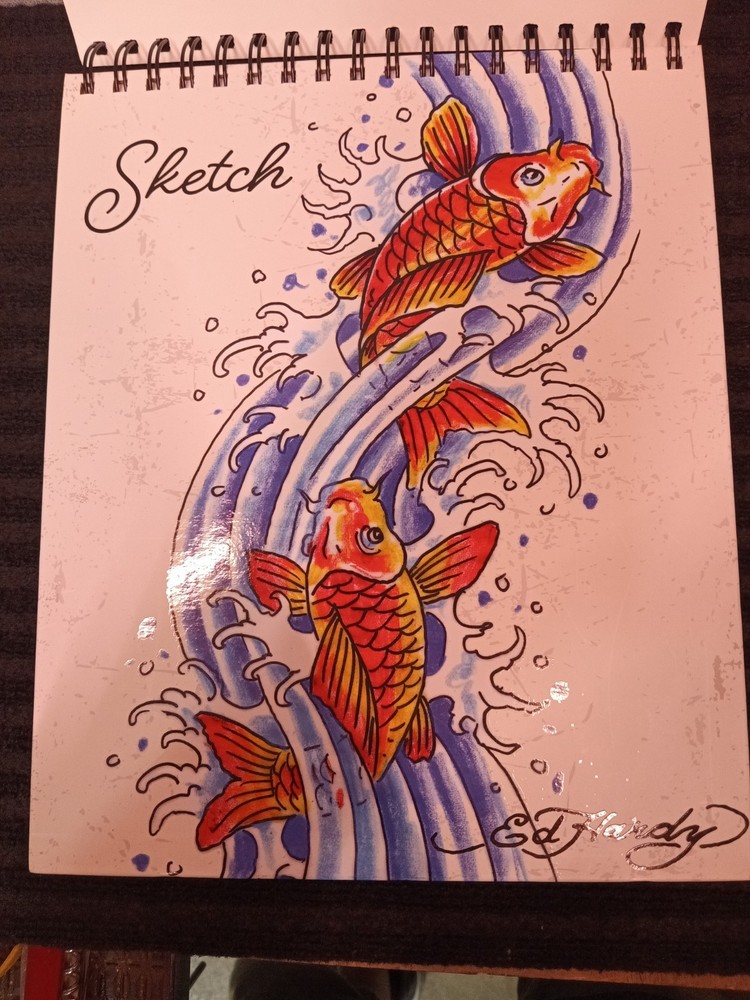 Ed Hardy Koi Fish 9.5″x11.4″ Sketchbook Acid-Free 100 Sheets With 50 Stickers