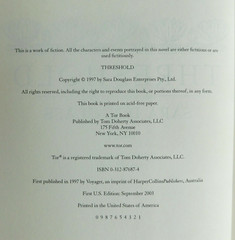 THRESHOLD True 1st ed SARA DOUGLASS  1997 Hardcover HCDJ unread 448 pages