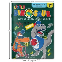 Little Dinosaur Copy Coloring Book For Kids Teal/Turquoise green