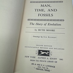 Man Time and Fossils The Story of Evolution Ruth Moore Second Edition 1963 Knopf
