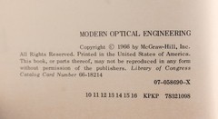 Modern Optical Engineering 1966 Warren J. Smith HC DJ Okay Cond. AS SHOWN
