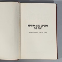 Reading Staging The Play Anthology of One-act Plays 1967 Book HC Performing Arts