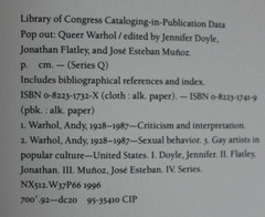 Pop Out: Queer Warhol (Series Q) Duke University Press Books, 1996 Like new