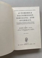 Automobile Transmission Servicing and Overhaul by Staton Abbey (1961 1st Edition