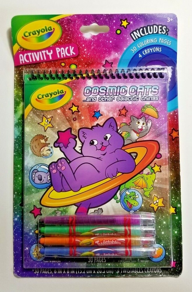 Cosmic Cats Activity Book 30 Coloring Pages + Crayons by Crayola Travel Home FUN