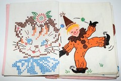 Vintage Rare Handmade Linen Childs Printed 14 Pages Picture Book 8 x 9