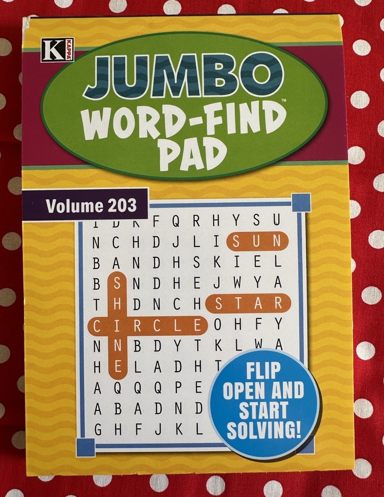 Kappa Jumbo Word -Find Pad Volume 203 Flip Open And Start Solving! Brand New