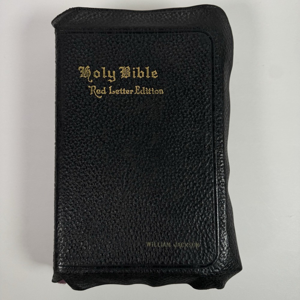 Holy Bible National Bible Press Pronouncing Red Letter KJV 1940’s Thumb Tabs