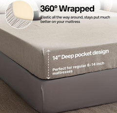 100% Linen Fitted Sheet King, 14 Inch Deep Pocket Mattress