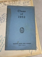 1952 Vintage Yearbook Cardinal Whittier Ca with ephemera