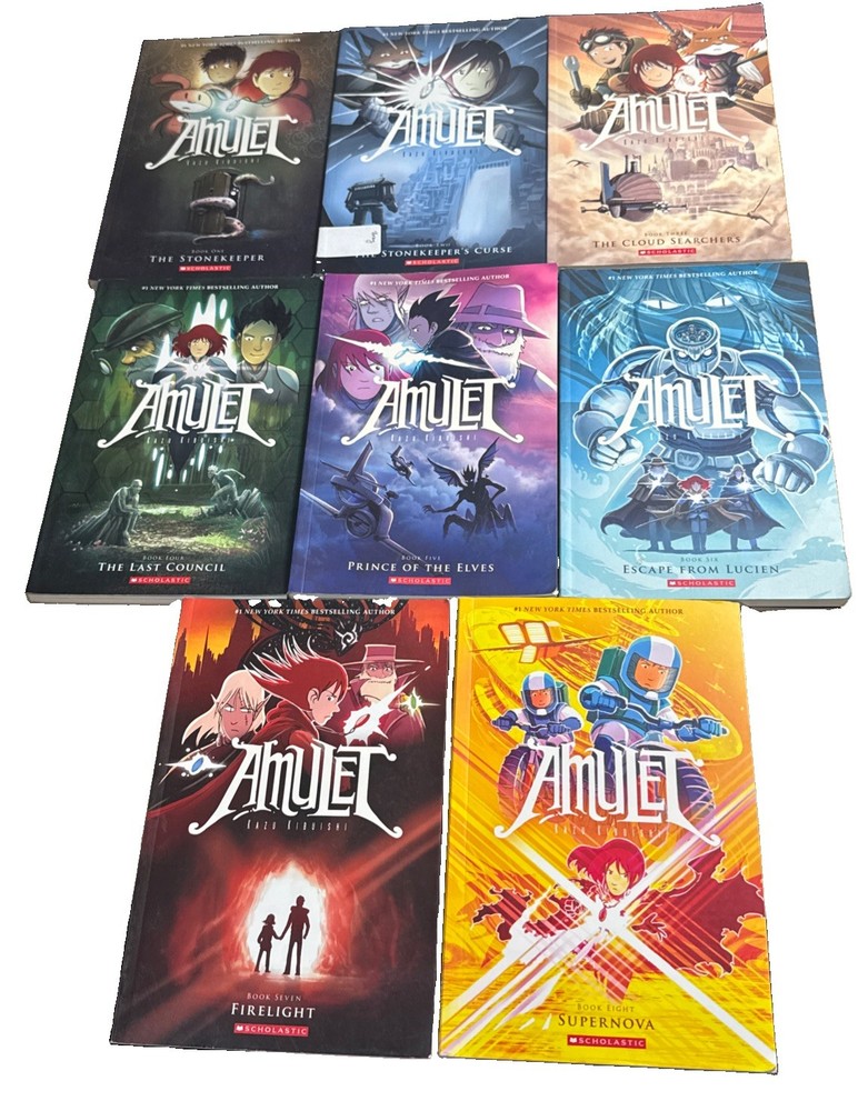 Lot 8 AMULET Books #1-8 Complete Series Set by Kazu Kibuishi Graphic Novels tpb