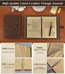 Leather Journal Notebook, A6 Size 5.3 x 7 inches 260 Pages Refillable Vintage…