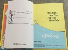 One Fish Two Fish Red Fish Blue Fish By Dr. Seuss Grolier Book Club Edition GOOD