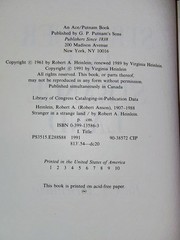 original uncut Stranger In A Strange Land By R.A. Heinlein 1991 C By V. Heinlein