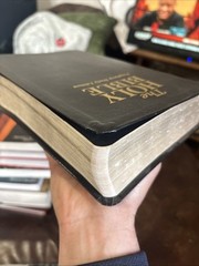 Holy Bible Prophecy Study Edition NKJV Genuine Leather Black Red Letter Gold Gld