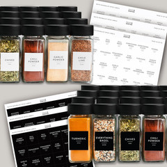 Glass Spice Jars with Label 24 PK – 4 Oz Spice Containers with 374 Minimalist Pr