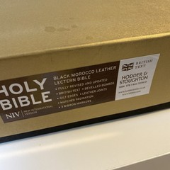 LARGE Holy Bible NIV – Black Morocco Leather Lectern Bible with Box – 1986