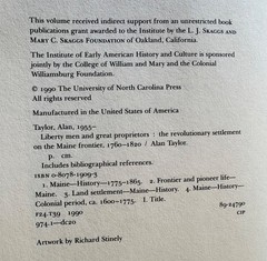 LIBERTY MEN & GREAT PROPRIETORS BY ALAN TAYLOR 1990 HC/DJ 1ST/1ST EDITION ILLUS