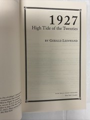1927: High Tide of the 1920’s by Gerald Leinwand (2001, Trade Pbk)
