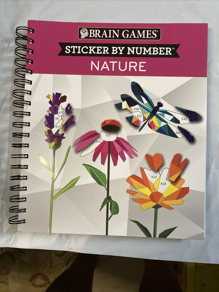 Brain Games – Sticker by Number: Nature – 2 Books in 1 LIKE NEW