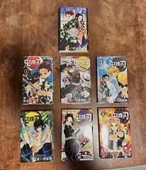 Demon Slayer Kimetsu No Yaiba Manga Lot Jump Comics Volumes 1-3, 7-8, + FanBook
