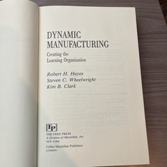 Dynamic Manufacturing-Robert Hayes Steven Wheelwright Kim Clark 1st/10th Pt-HCDJ