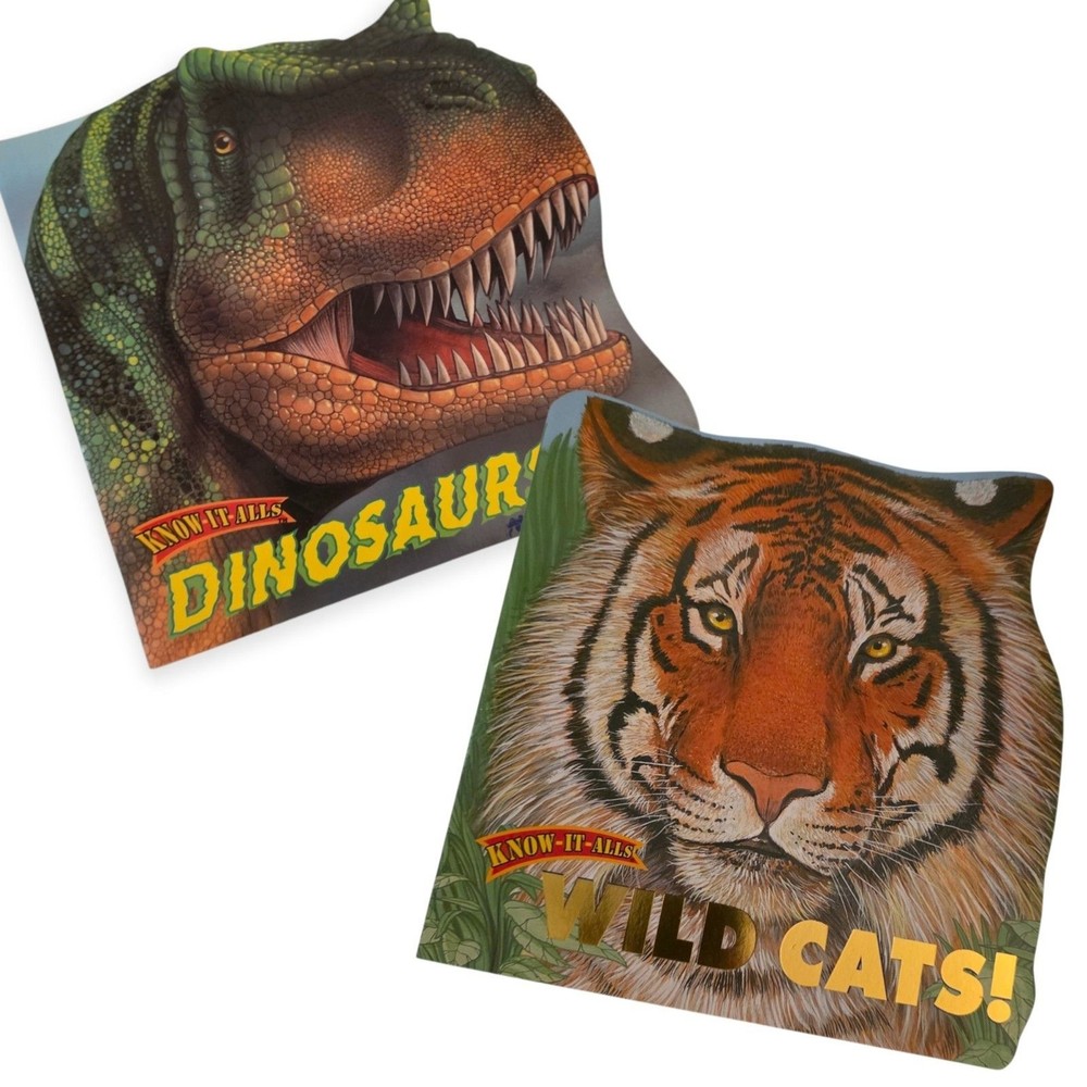 Know It Alls Wild Cats Dinosaurs 2 PB Lot Children’s Animal Dinosaur Books
