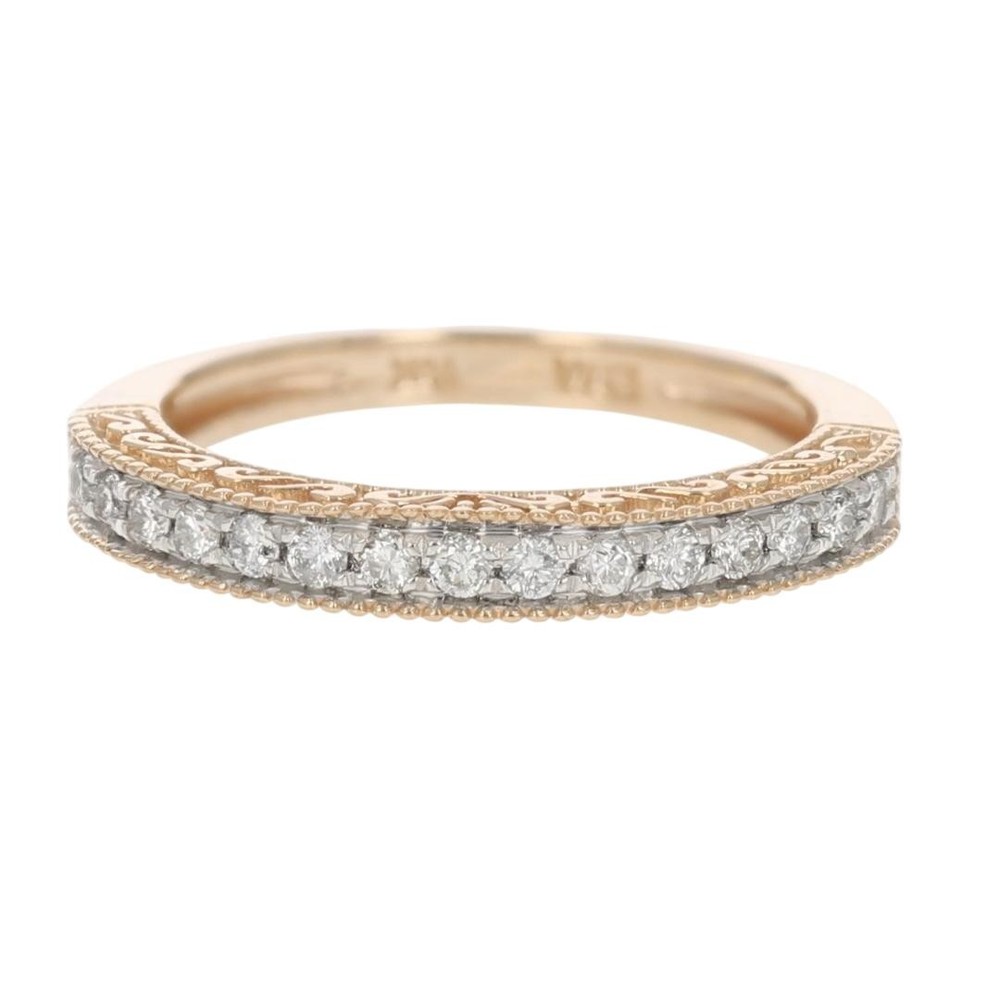 .19ctw Diamond Pavé Milgrain Scroll Wedding Band Ring 14k Rose Gold Size 5