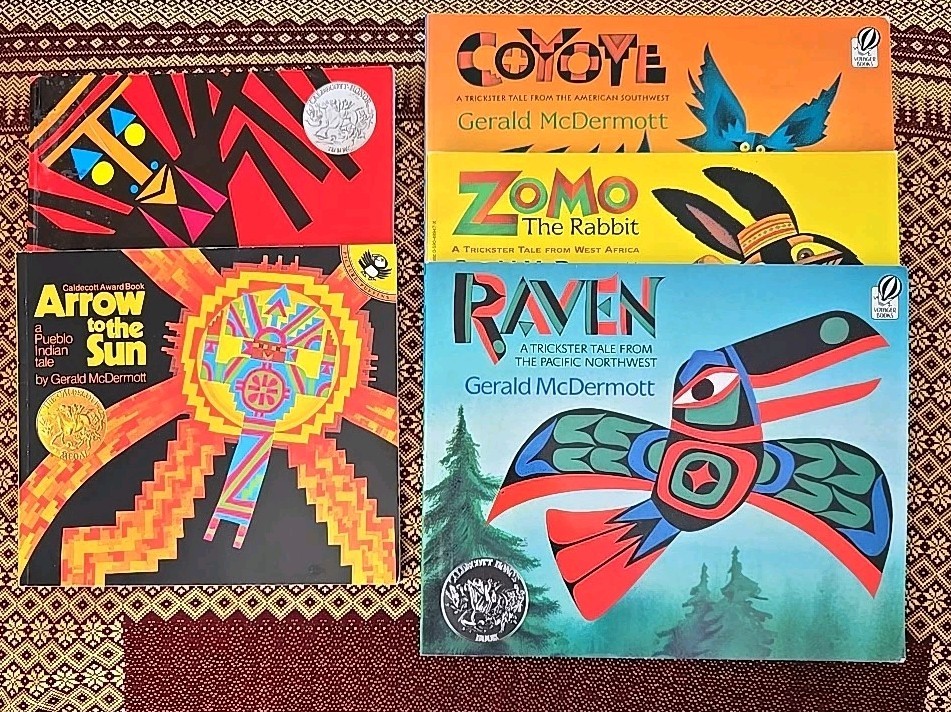 Lot 5 GERALD McDERMOTT Picture Books Anansi Arrow Coyote Zomo Raven PB