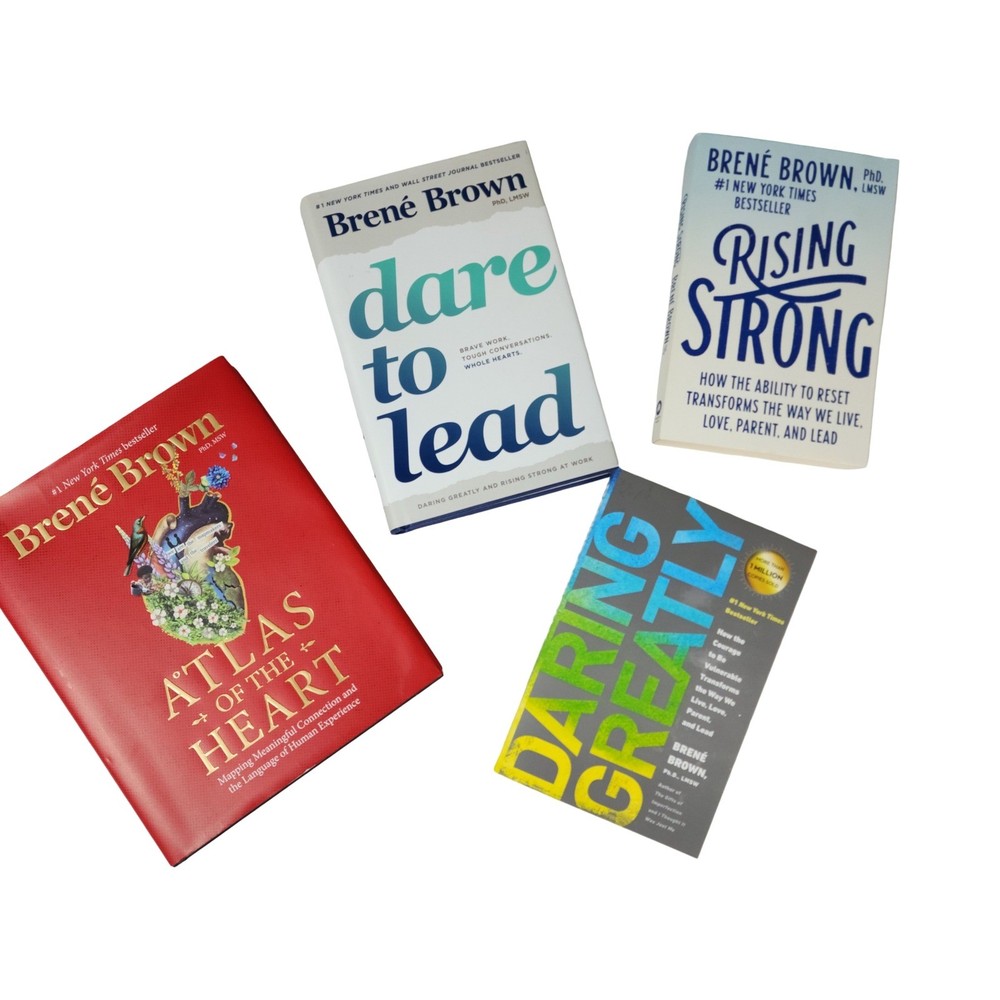 Brene Brown 4 Book Bundle Lot Atlas Heart Dare to Lead Rising Strong Leadership