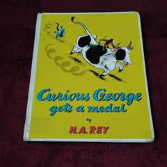 Curious George Gets a Medal by H.A. Rey Hardcover Children’s Book 1957 Houghton